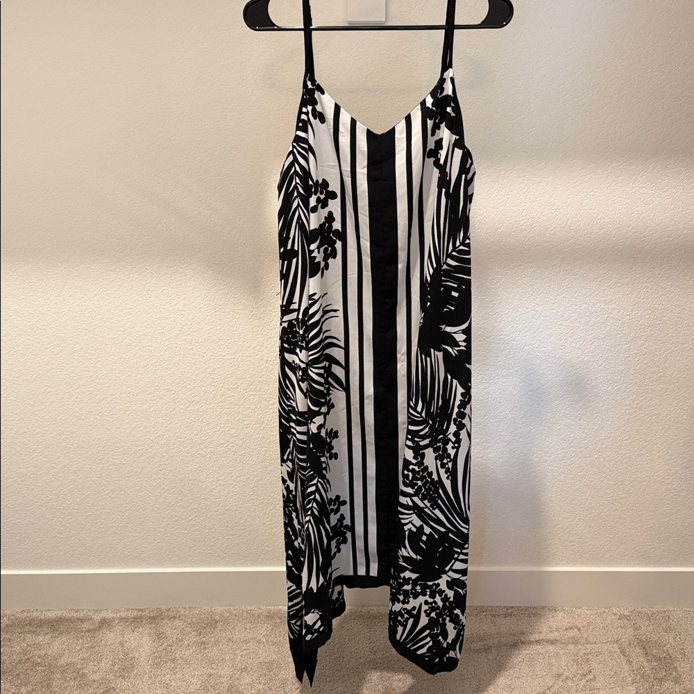 Lane Bryant Black and White Floral Striped Dress